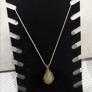 LARGE ORBICULAR OCEAN JASPER PENDANT NECKLACE